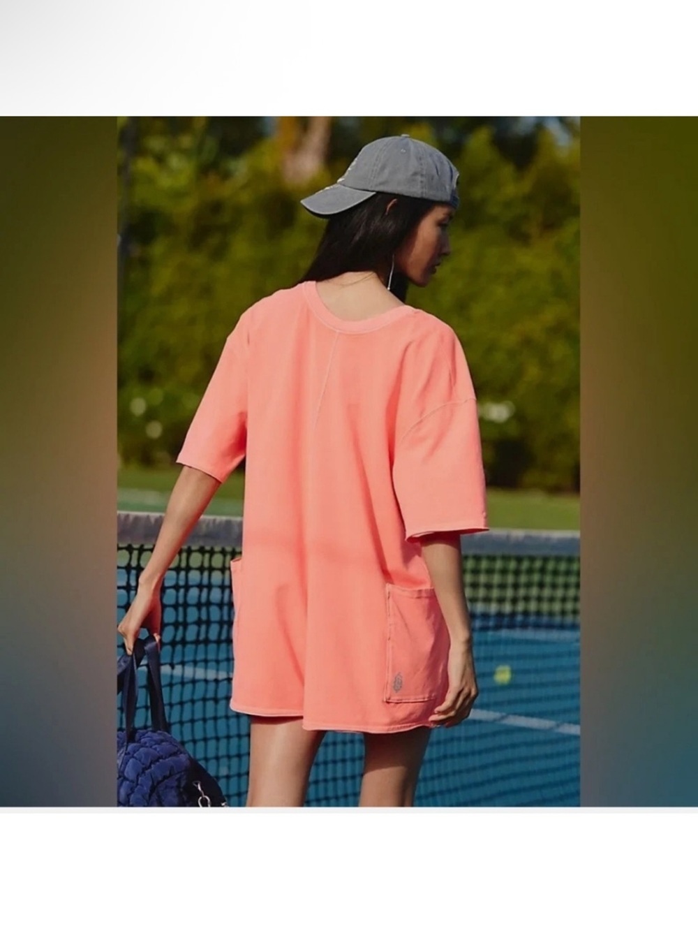 FP MOVEMENT HOT SHOT TEE ROMPER ONESIE OVERSIZED SIZE SMALL NEON ORANGE NWOT - Picture 2 of 12